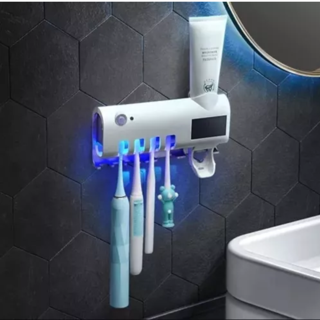 Porta Cepillo con Esterilizador UV y Dispensador Automático – Color Blanco